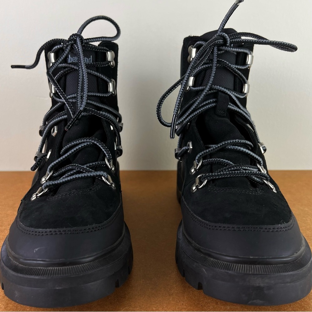 TIMBERLAND BLACK LEATHER HIKER BOOTS - Picture 11 of 14